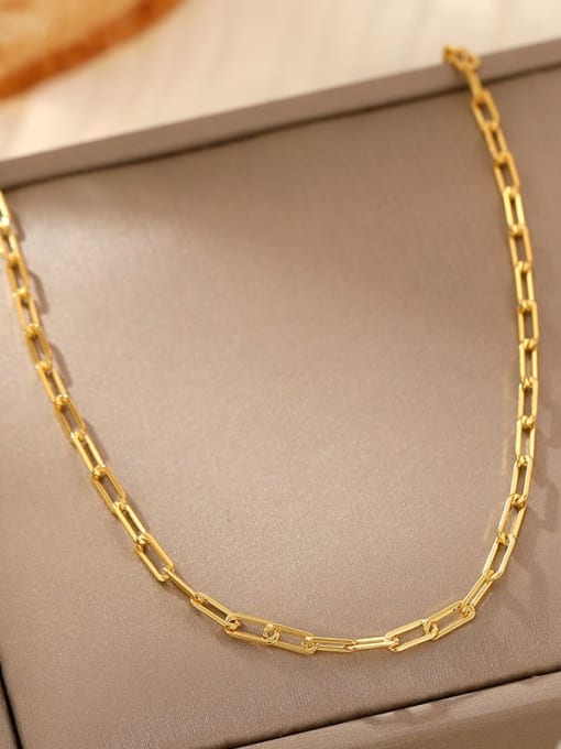 NS498 [Gold] 925 Sterling Silver  Minimalist Hollow Geometric  Chain Necklace